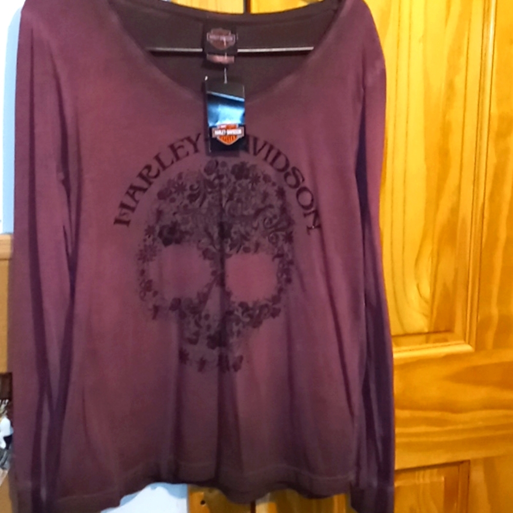 harley-davidson floral skull long sleeve